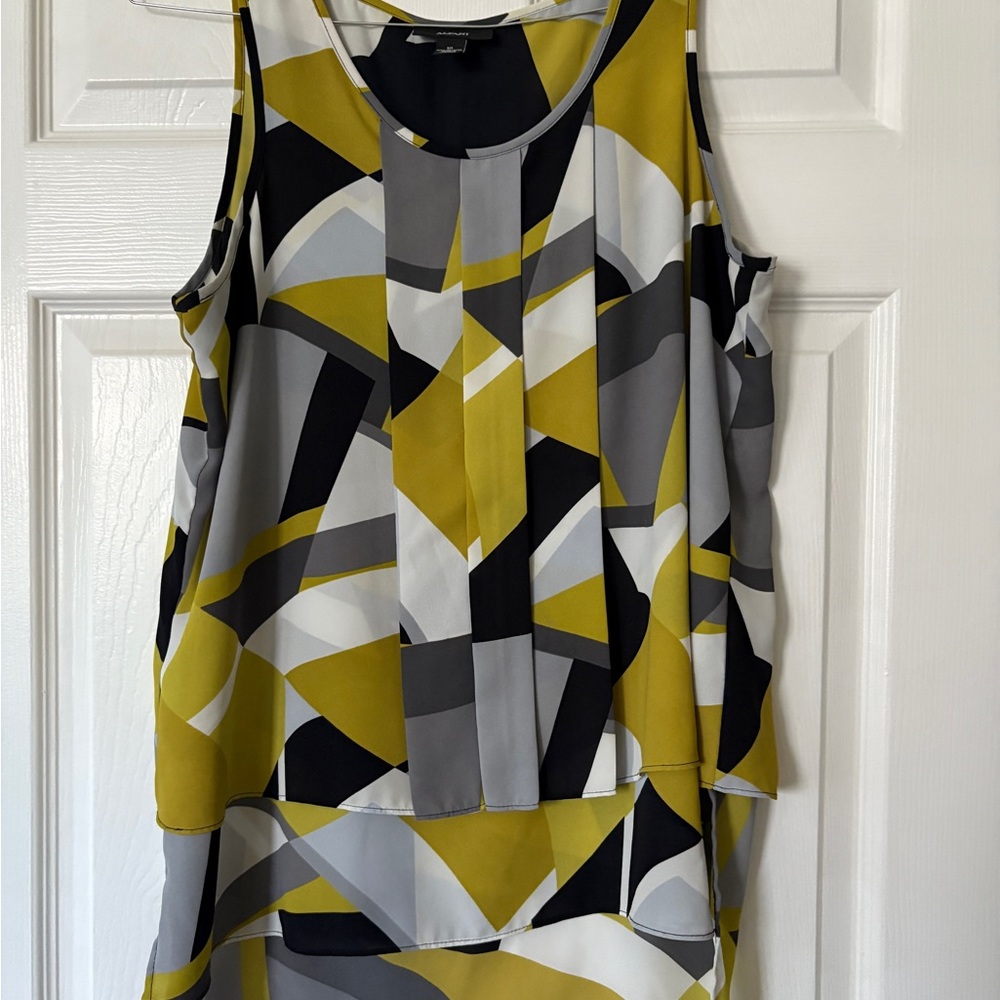 Alfani Geometric Yellow and Gray Blouse